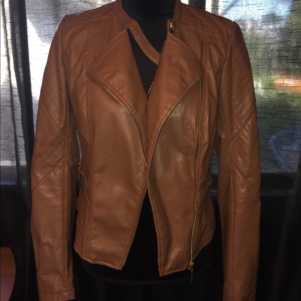 Faux leather moto jacket